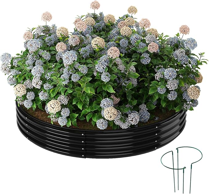 Galvanized Metal Planter Round Raised Garden Bed Kit by ZFHgarden