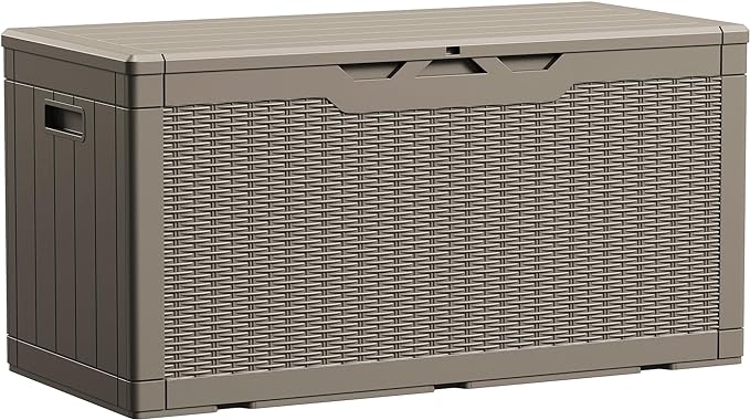Devoko 100 Gallon Waterproof Large Resin Deck Box Indoor Outdoor Lockable by DEVOKO