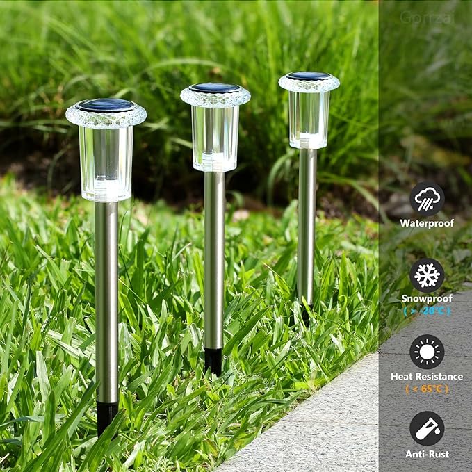 Solar Pathway Lights 10 Pack Christmas Solar Lights Outdoor Waterproof 6000K - Image 3
