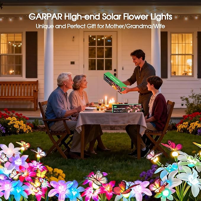 Garpar Solar Lily Lights with Swaying Butterflies, Upgraded Garden Solar Lights - Image 7