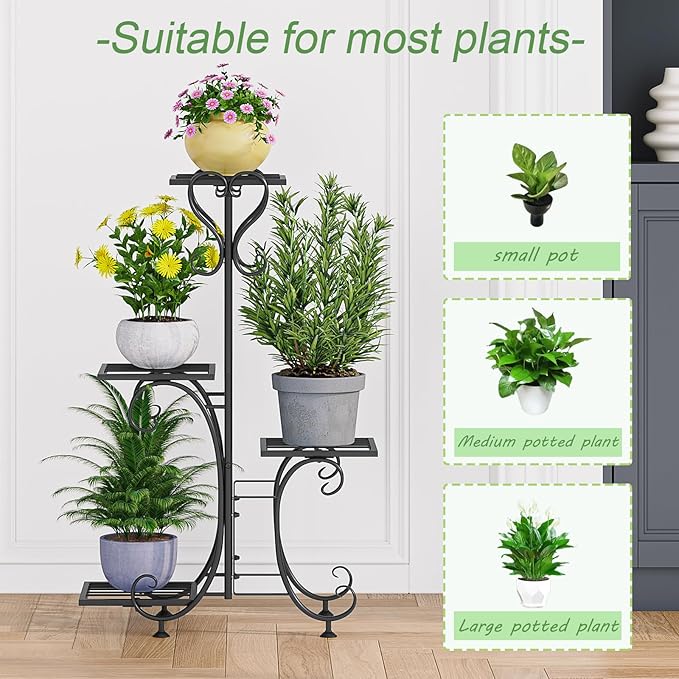Plant Stand Indoor Outdoor Shelf 4Tier Metal Holder Pot Rack Multiple Plants - Image 5