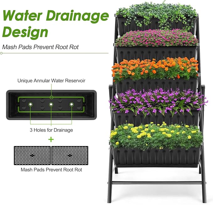Suyncll Vertical Raised Garden Bed Planter Box, 5 Tiers Vertical Garden Planter - Image 2