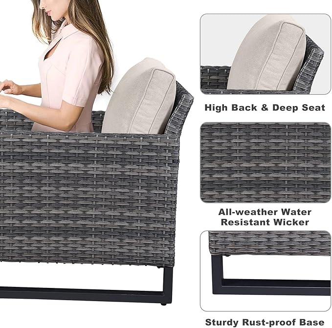 Belord 7 Piece Outdoor Furniture Patio Wicker Sofa Set, Oversize Outdoor Dining - Image 5
