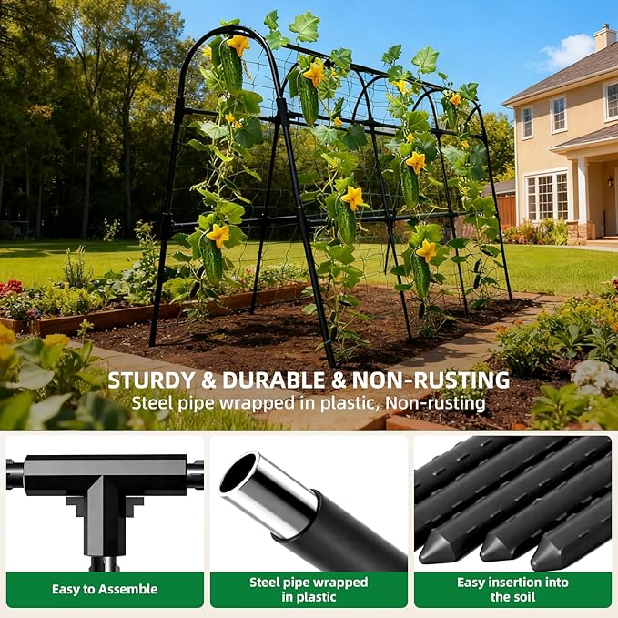 Cucumber Trellis for Raised Bed, U-Shape Garden Arch Metal Support for Climbing - Image 4