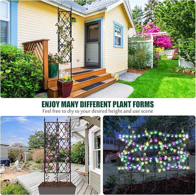 Garden Trellis for Climbing Plants Outdoor 5.25 FT, Iron Pipe Metal Support - Image 2