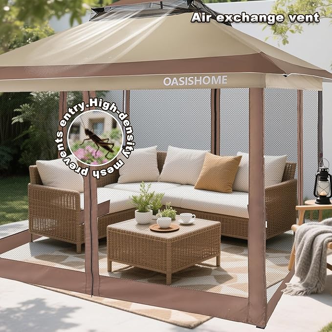 OASISHOME Pop-up Gazebo Portable Instant Canopy Tent 12x12, One-Push Locking - Image 7