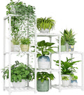 Bamworld Indoor Plant Stand Outdoor White Shelf Bamboo Plant Table by Bamworld