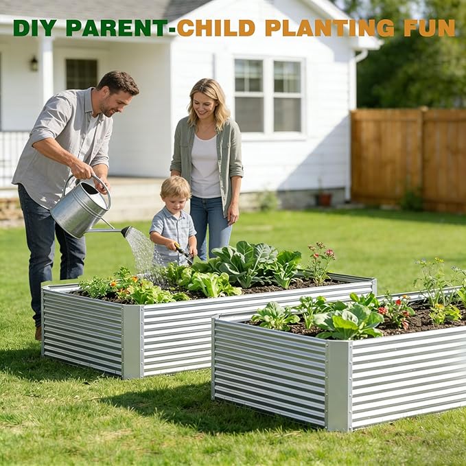 2 Pack 4x2x1.4 ft, Galvanized Steel Raised Garden Bed, Large Metal Planter - Image 7