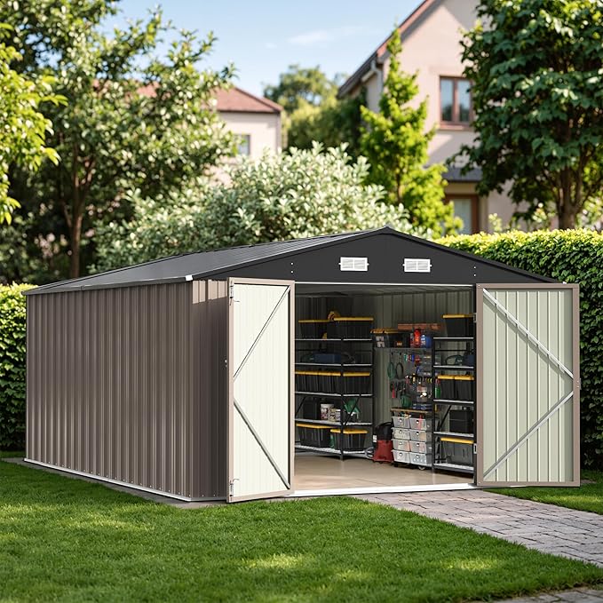 Patiowell 10x14 FT Outdoor Storage Shed, Large Metal Garden Shed by Patiowell