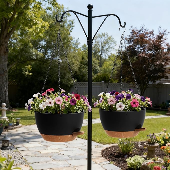 13 Inch 2 Pack Large Self Watering Hanging Planters - Image 4