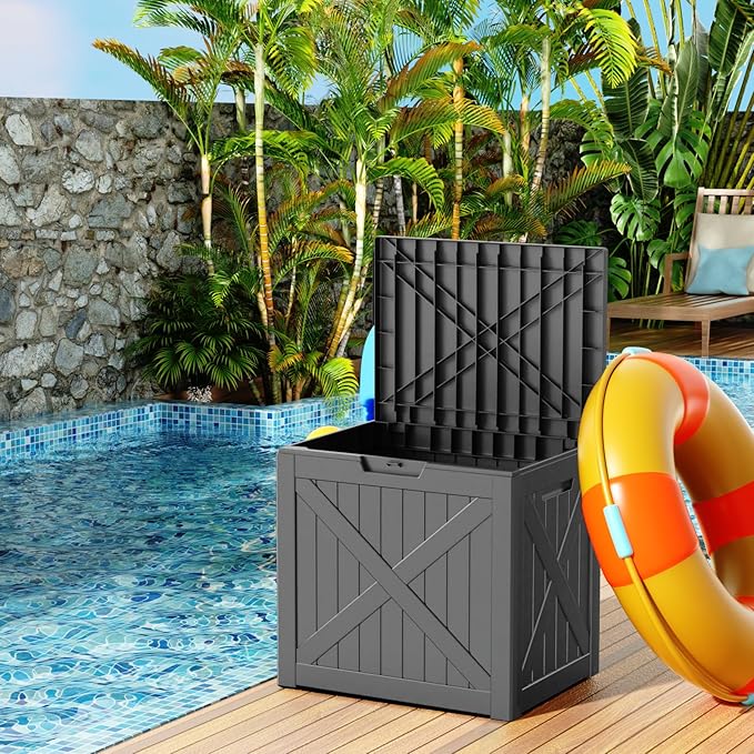 32 Gallon Outdoor Deck Box, Lockable Waterproof Outdoor Storage Boxes - Image 3
