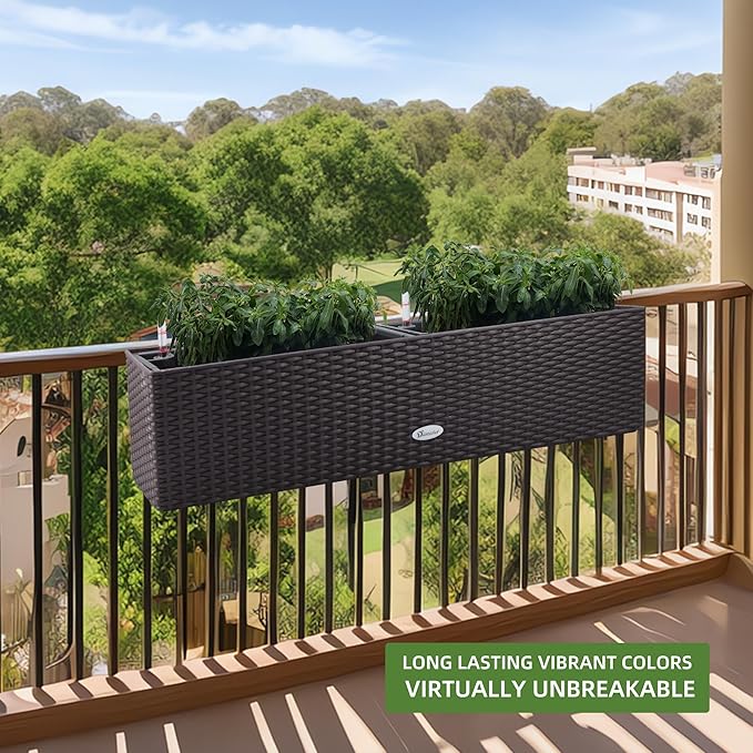 Dexceder 31.5 Inch Rattan Self Watering Planter Indoor Outdoor, Thickened Large - Image 6