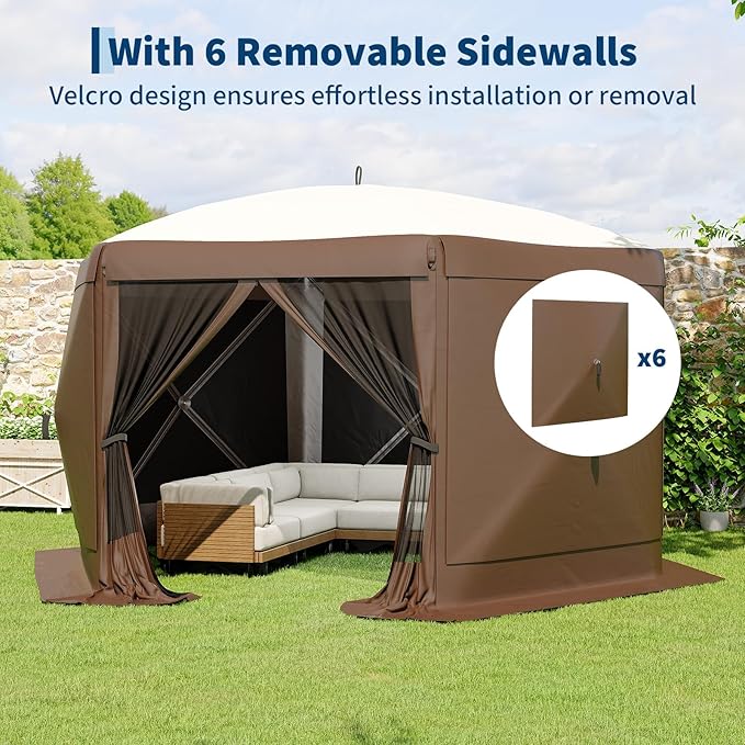 11.5x11.5FT 6-Sided Pop Up Gazebo Tent，One-Push Setup Canopy Tent - Image 4