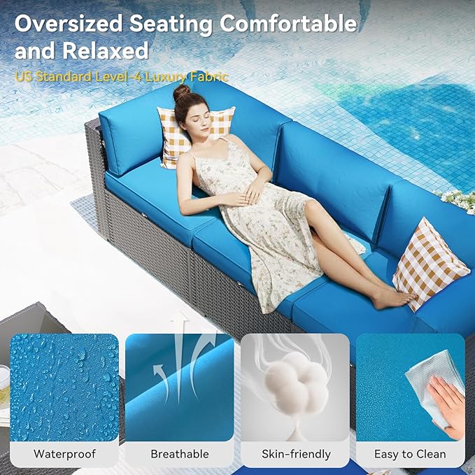 Aoxun Patio Furniture Set, 11 Piece Outdoor Sectional Sofas - Image 3