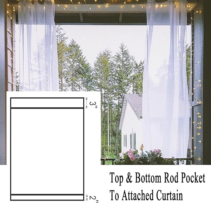 Patio Screen Mesh Outdoor Curtains Waterproof Sheer Lightweight Bug Netting - Image 5