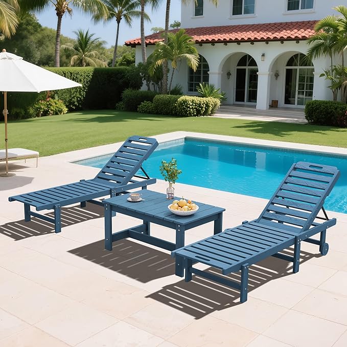 SERWALL Rectangle Outdoor Coffee Table, HDPE Patio Coffee Table - Image 2