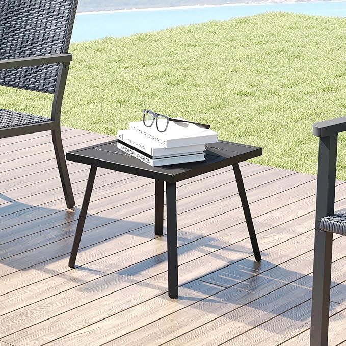 C-Hopetree Small Metal Outdoor Coffee Side Table - Image 3