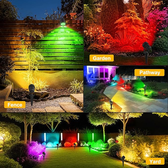 T-SUNUS RGB Solar Spot Lights Christmas Outdoor 6-in-1, Color Changing - Image 6