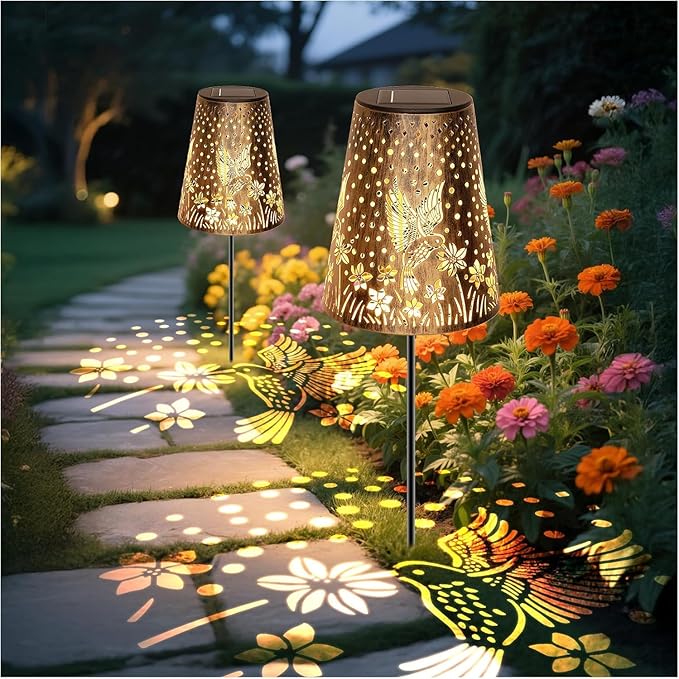 Solar Pathway Lights Outdoor, LED Bright Metal Retro Waterproof, Outside by MMHFSolarLightsOutdoor
