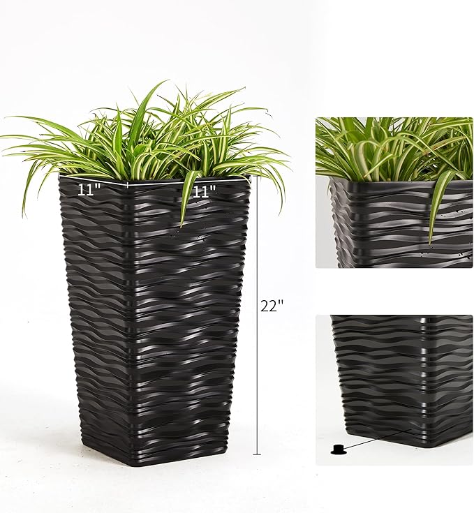 Worth Garden 2-Pack Black Tall Planter - Image 6