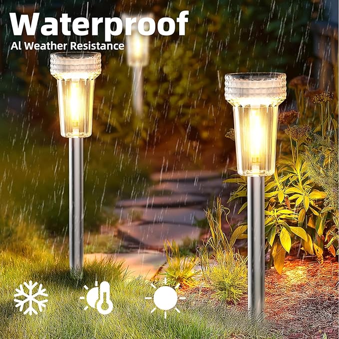 DERAYSION Solar Lights Outdoor, 8 Pack Solar Pathway Lights Waterproof Garden - Image 5