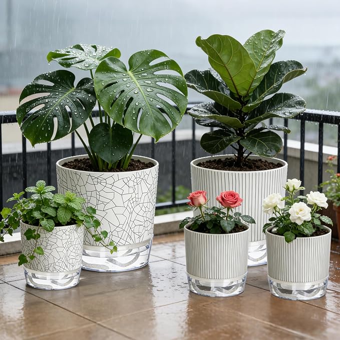 Self Watering Pots for Indoor Plants, 4/5.5/6.3 Inch Plant Pots Indoor Outdoor - Image 5
