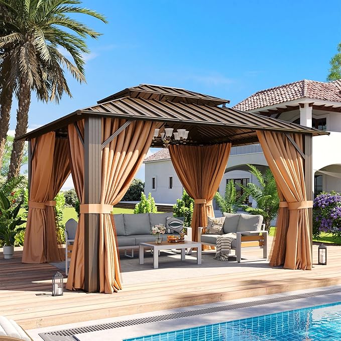 Aoxun 10x12 Gazebo Outdoor Hardtop Gazebo by Aoxun