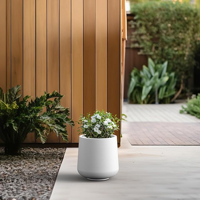 Kante 11.6" Dia Round Concrete Planter, Outdoor Indoor Large Plant Pots - Image 6