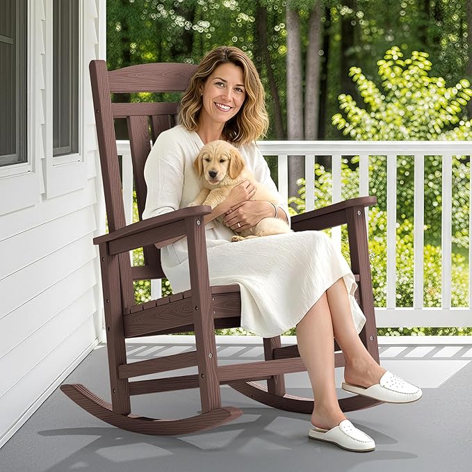 SERWALL Oversized Outdoor Rocking Chair, All-Weather Patio Rocking Chair - Image 2
