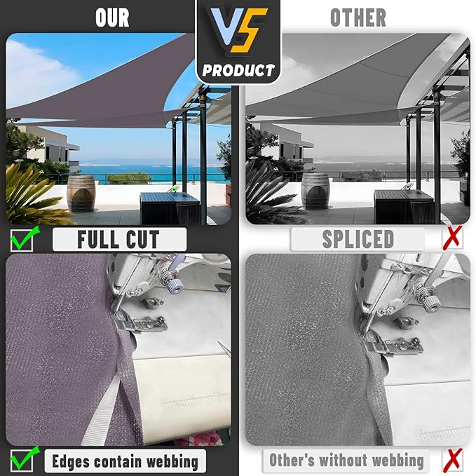 LOVE STORY Custom Size 8'x10'x12.8' Dark Grey Sun Shade Sail Right Triangle - Image 7