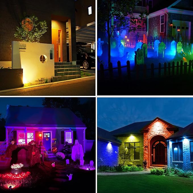 MEIHUA Solar Spot Lights Outdoor Color Changing, 4 in 1 Landscape Lighting RGB - Image 7