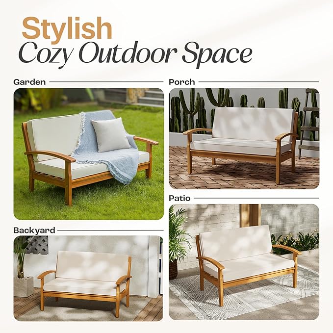 Idzo Laurent 700lbs Capacity Acacia Outdoor Loveseat, FSC Certified 2 Seater - Image 7
