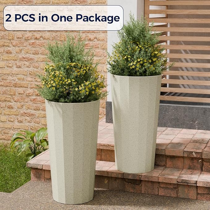 23.6" Tall Outdoor Planters Set of 2, Large Planters - Image 7