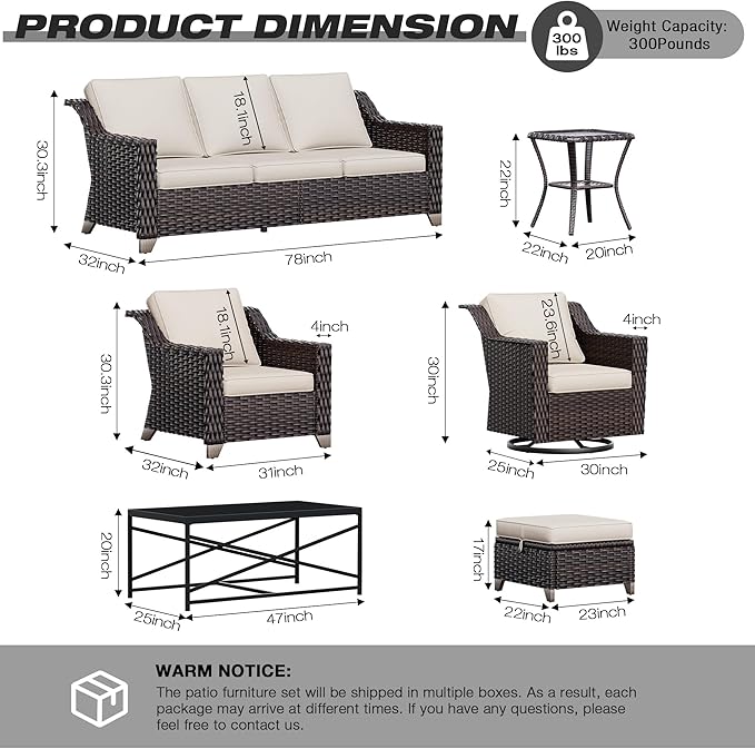 Joyside Wicker Patio Furniture Sets, 8 Pieces Upgraded Large Size Outdoor - Image 2