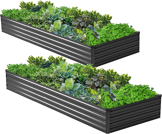 2PCS 6x3x1ft Galvanized Raised Garden Bed Kit, Metal Planter Box by Henshwon