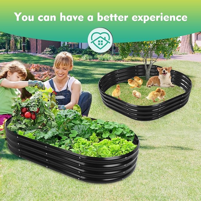 5X2.7X1 FT Oval Galvanized Metal Garden Raised Bed/Plant Box - Image 3