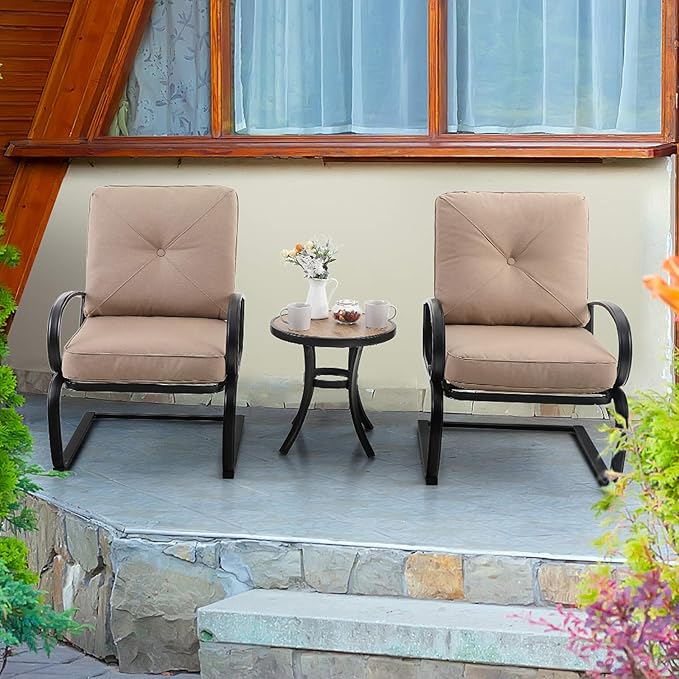 PHI VILLA Outdoor Round Side Table, All Weather Coffee Bistro Table - Image 5