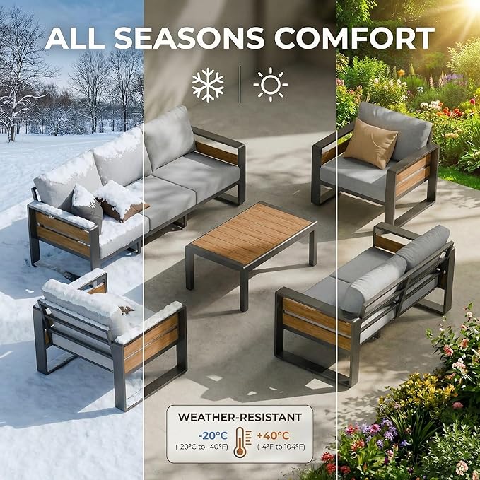ZANDOR Aluminum Outdoor Patio Furniture Set, 5-Piece Metal Modern Outside - Image 9