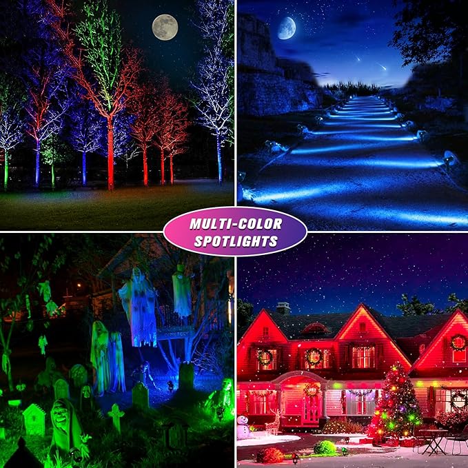 APONUO Solar Spot Lights Outdoor 4-in-1 Landscape Lights Dusk to Dawn Solar - Image 2