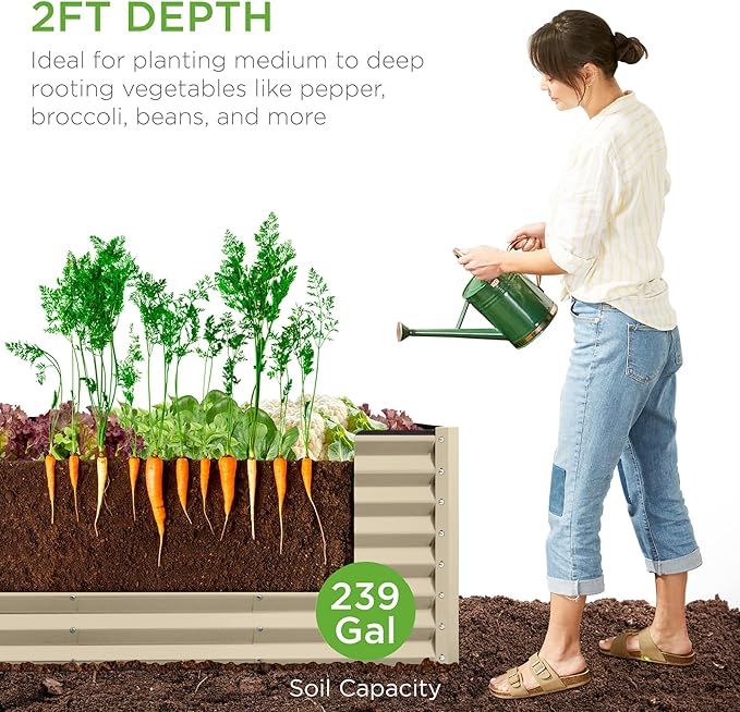 Best Choice Products 8x2x2ft Raised Outdoor Metal Garden Bed, Deep Root Box - Image 4