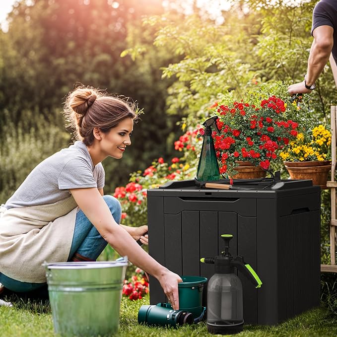 Devoko 31 Gallon Waterproof Outdoor Storage Box Resin Deck Box Lockable and UV - Image 3