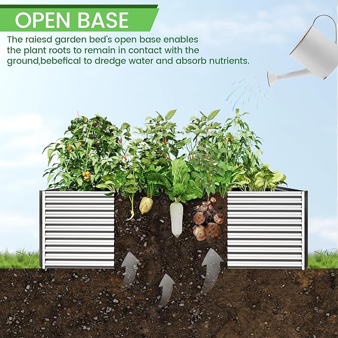 FRIZIONE 2pcs Tall 8x4ft Galvanized Raised Garden Bed Outdoor, Above Ground - Image 6