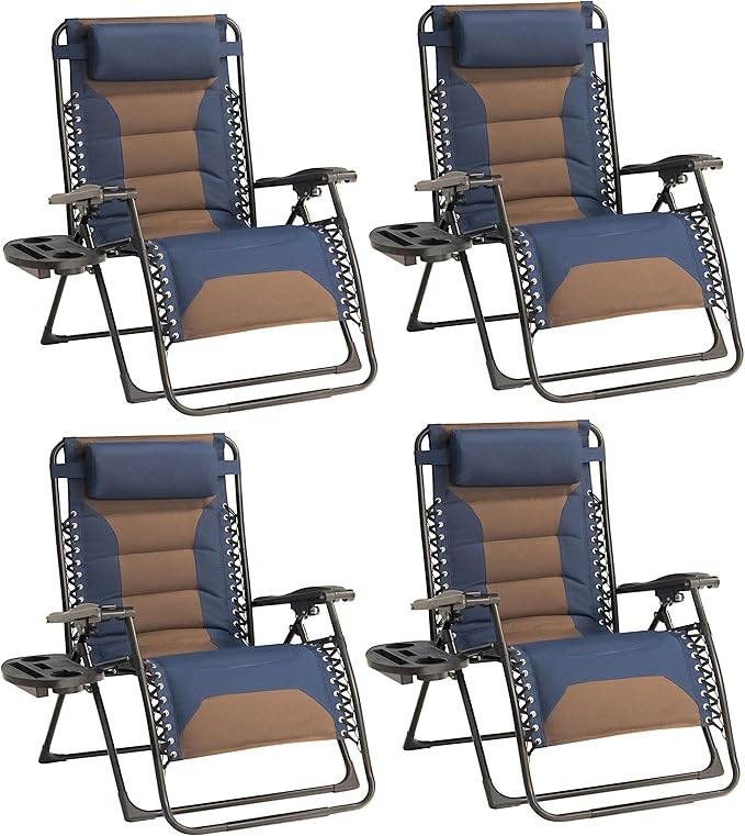 Zero Gravity Chair Set of 4 Oversized Padded Recliner by Unknown