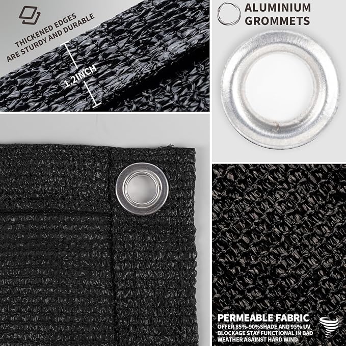LOVE STORY Custom Size 2'6''x12' Black Balcony Privacy Screen, UV Block Privacy - Image 3