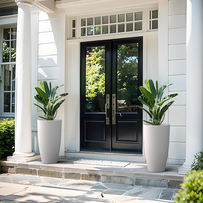 Kante 23.6" H Pure White Concrete Tall Planters, Large Outdoor Indoor - Image 5