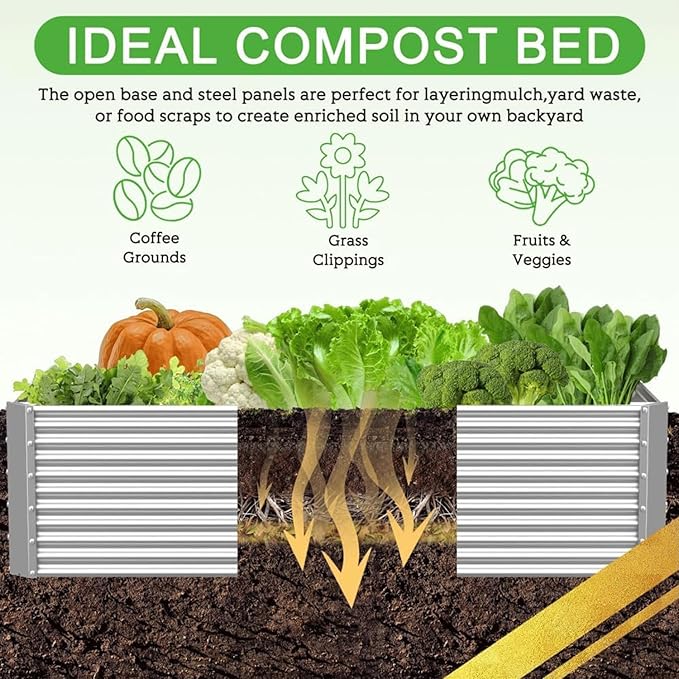 2 Pack Tall 6x3FT Corrugated Galvanized Steel Raised Garden Bed Outdoor - Image 5