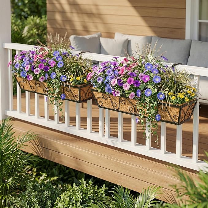 6pcs 30 Inch Window Deck with Coco Liner, Metal Hanging Flower Planter Window - Image 6