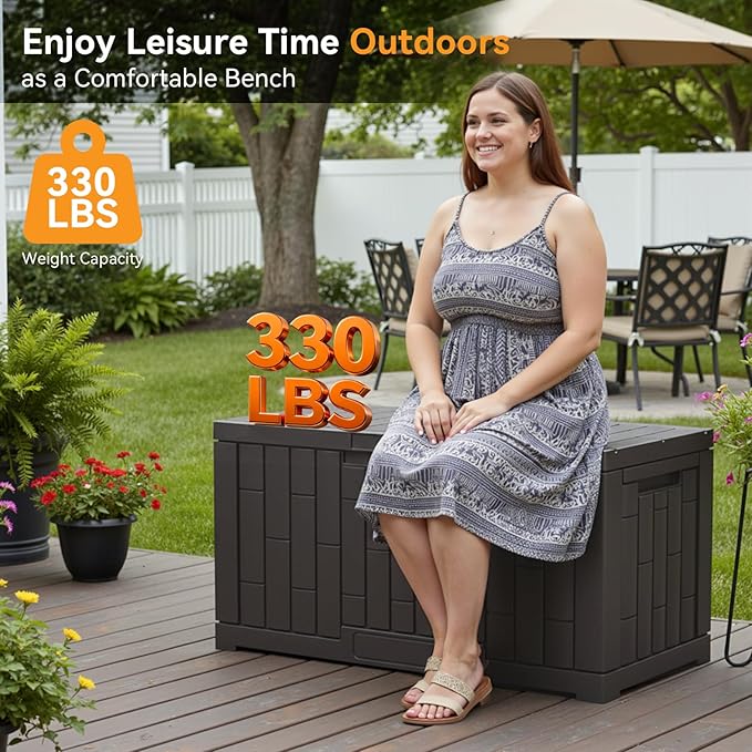NEWBULIG 60 Gallon Deck Box, Waterproof Outdoor Storage Box - Image 3