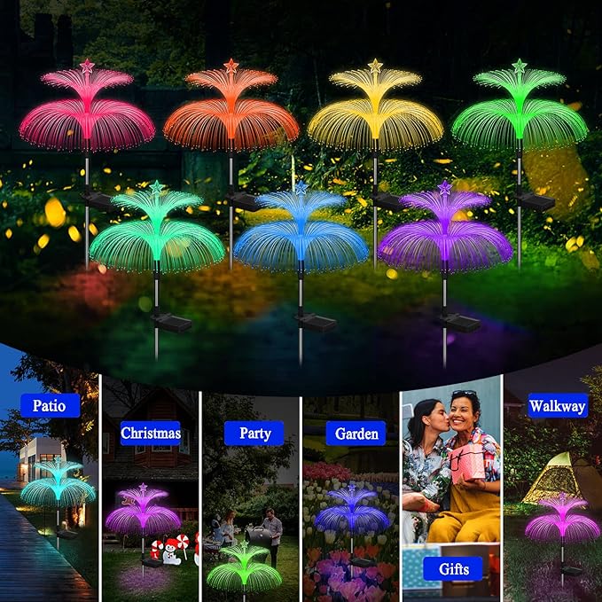 Solar Garden Lights 3 Pack New Upgraded Solar Lights Outdoor Waterproof 7 Color - Image 7