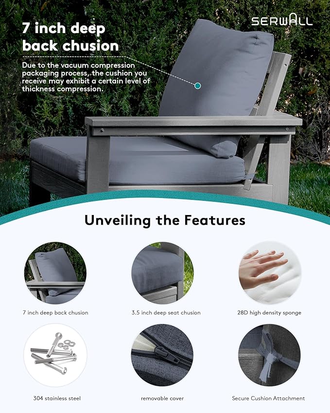 SERWALL HDPE Patio Sofa Set, 4-piece Outdoor Sectional Furniture Set, All - Image 4